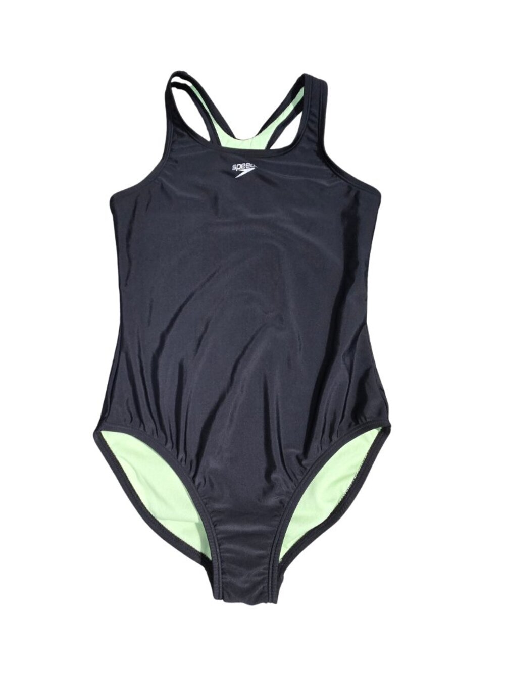 NWOT | Speedo Endurance+ Racerback One Piece Swimsuit Black & Lime 12
